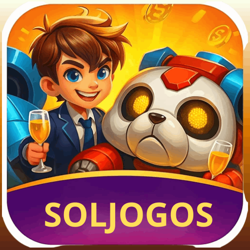 Imagem promocional da SOLJOGOS mostrando a plataforma e suas vantagens